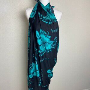 Sarong Hawaii  45" x 71" Black & Turquoise